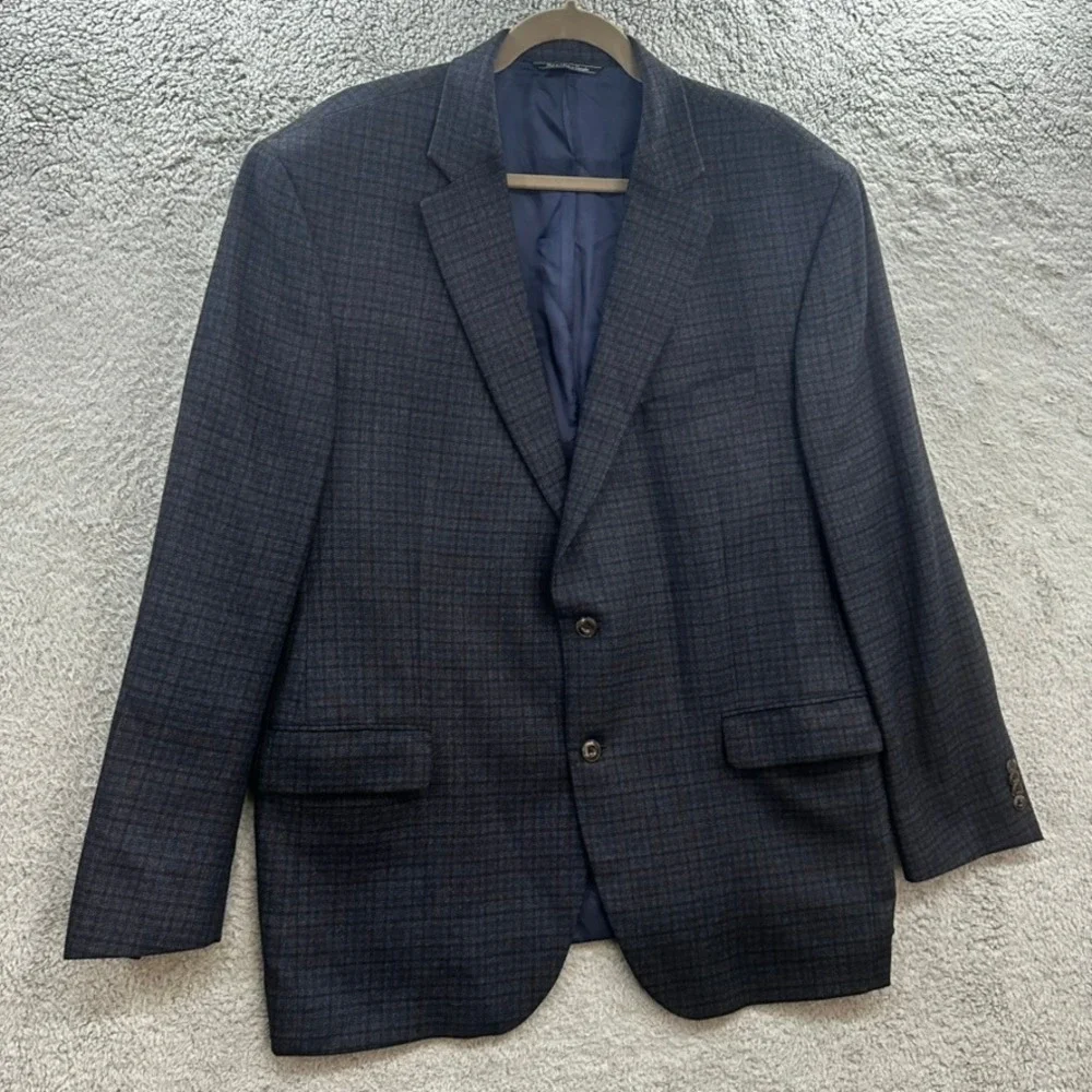 Jack Victor Gibson SPJ Men's 46R 100% Wool Blue Plaid Sport Coat Blazer Canada